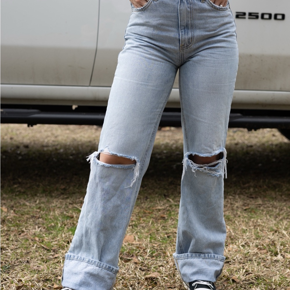 Flare distressed jeans